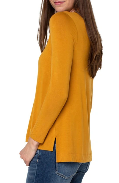 Liverpool Los Angeles High-low Long Sleeve Top In Mustard