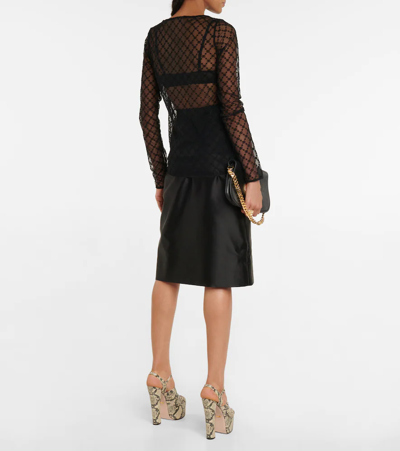 Shop Gucci Gg Tulle Top In Black