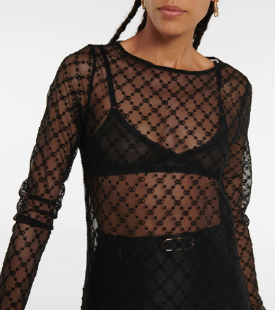 Shop Gucci Gg Tulle Top In Black