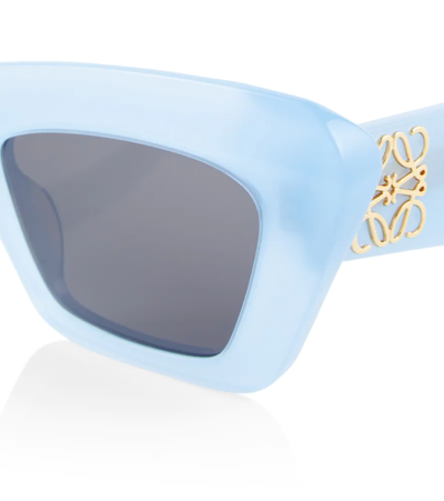 Shop Loewe Anagram Cat-eye Sunglasses In Shiny Light Blue / Smoke