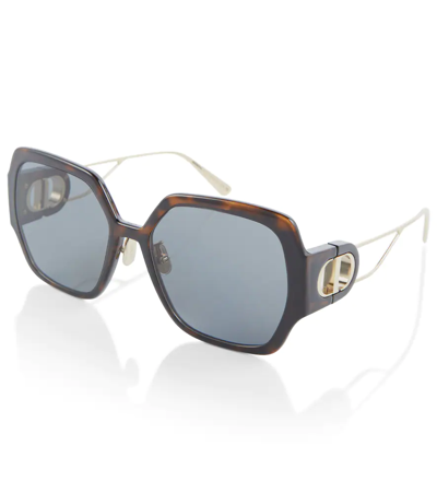 Shop Dior 30montaigne S6u Tortoiseshell Sunglasses In Dark Havana / Smoke Polarized