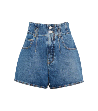 Shop Alaïa High-rise Denim Shorts In Bleu Jeans