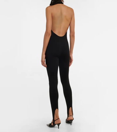 Shop Saint Laurent Halterneck Wool Jumpsuit In Noir