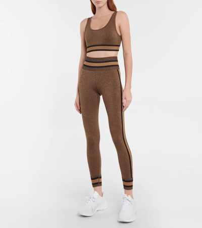 Shop The Upside Marle High-rise Cropped Jersey Leggings In Cinnamon