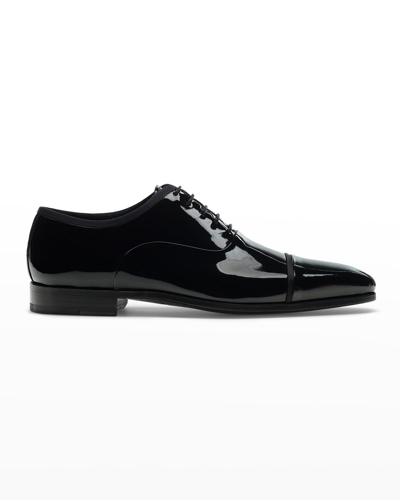 Shop Magnanni Men's Jadiel Patent Cap-toe Oxfords In Black Patent