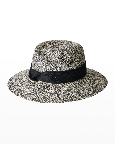 Shop Maison Michel Virginie Ribbon Faux-leather Fedora Hat In Natural