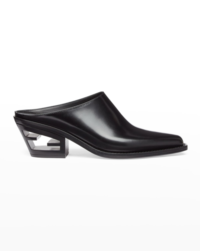 Shop Fendi Vitello Leather Cutout-heel Mules In F0qa1 Nero