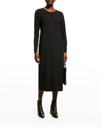 Shop Eileen Fisher Scoop-neck Jersey Midi Dress In Black