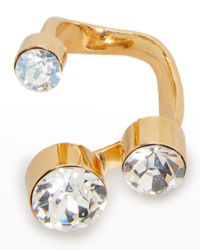 Shop Dries Van Noten 3-stone Crystal Open Ring In Gold