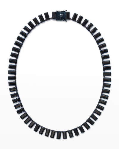 Shop Nakard Baguette Tile Riviere Necklace In Black Spinel In 9mm X 4mm Baguett