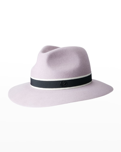Shop Maison Michel Rico Wool Felt Fedora Hat In Lilac