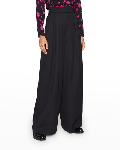 Shop Dries Van Noten Pamplona Pleated Wide-leg Pants In Black