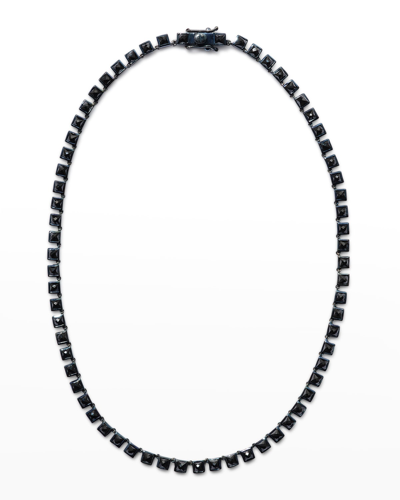 Shop Nakard Mini Tile Riviere Necklace In Black Spinel In 3.5mm Square Blac