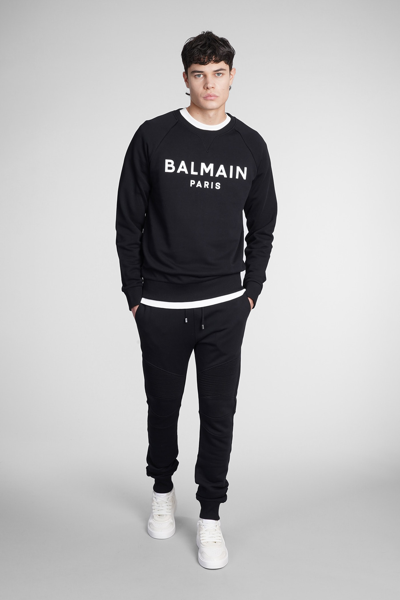 Shop Balmain Sweatshirt In Black Cotton
