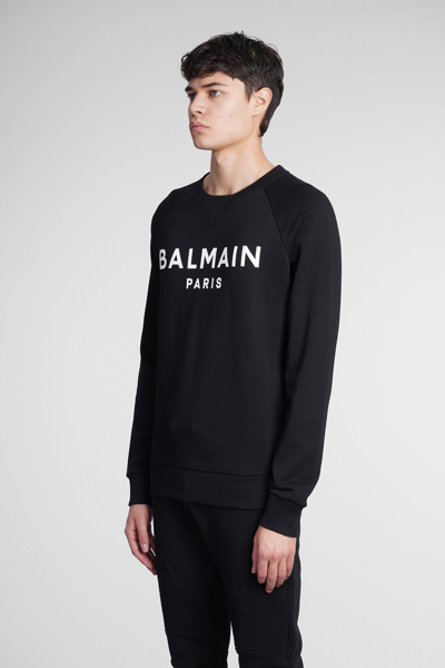 Shop Balmain Sweatshirt In Black Cotton