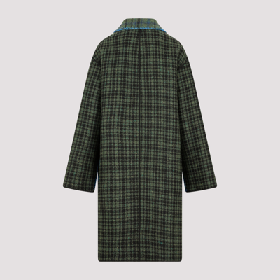 Marni Double Face Check Wool Coat In Green | ModeSens