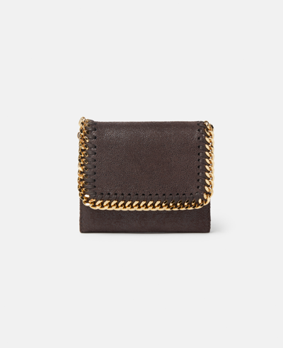 Shop Stella Mccartney Falabella Small Flap Wallet In Chocolate Brown