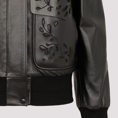 Shop Chloé Black Bomber Leather Jacket