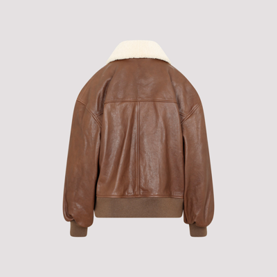 Shop Khaite Shellar Leather Jacket In Brown