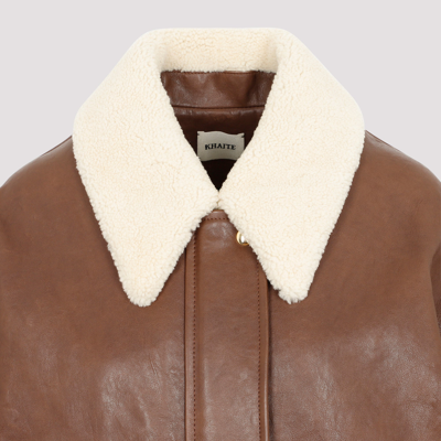 Shop Khaite Shellar Leather Jacket In Brown