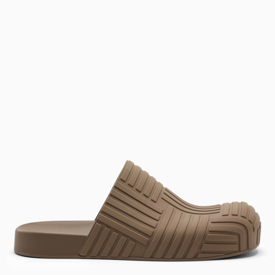 Shop Bottega Veneta | Brown Rubber Slider Clogs In Beige