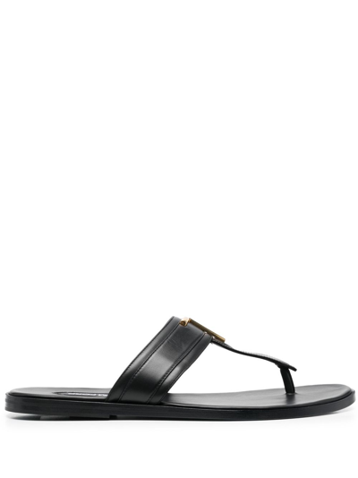 Shop Tom Ford Brighton Logo Leather Sandals - Men's - Leather/rubber In Black