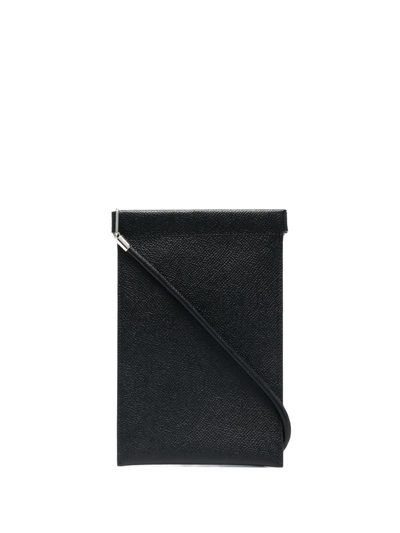 Shop Maison Margiela Black Four-stitch Leather Phone Pouch