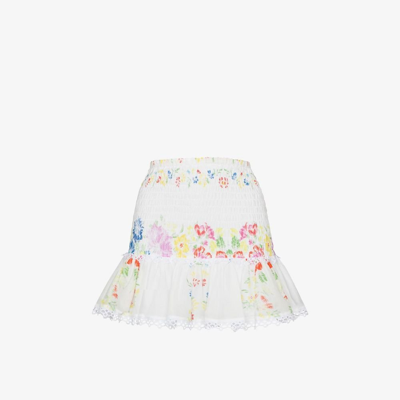 Shop Charo Ruiz White Yane Floral Print Mini Skirt