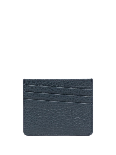 Shop Maison Margiela Navy Four-stitch Leather Cardholder In Blue