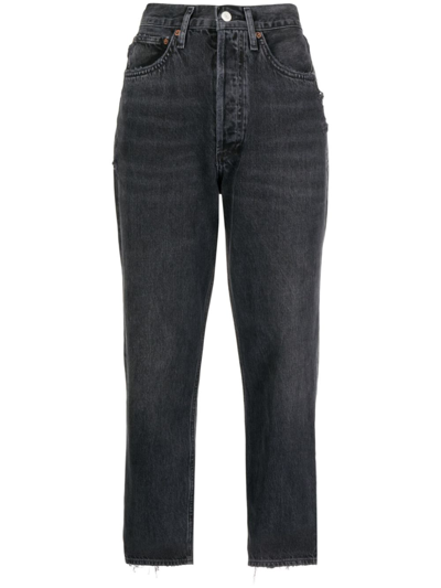 Shop Agolde Black 90s Cropped Denim Jeans
