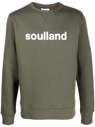 Shop Soulland Green Willie Logo Organic Cotton Sweatshirt