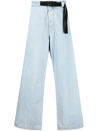 Shop Moncler Genius 1 Moncler Jw Anderson Blue Belted Wide-leg Jeans