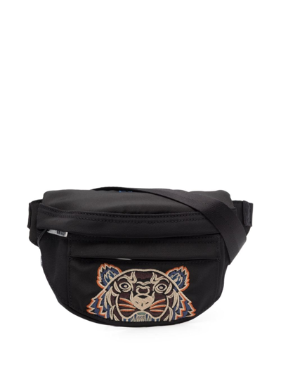 Shop Kenzo Black Kampus Tiger Small Embroidered Cross Body Bag