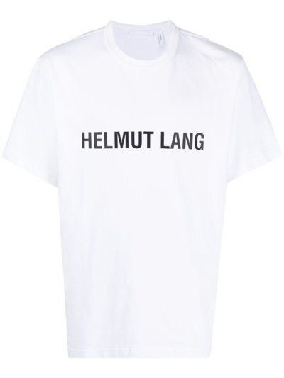 Shop Helmut Lang White Core Logo Print Cotton T-shirt