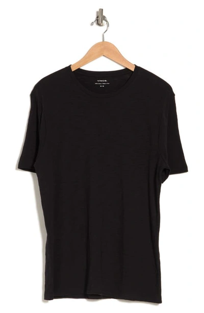 Shop Vince Short Sleeve Slub Crewneck T-shirt In Black