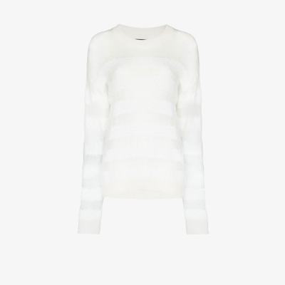 Rta White Agatha Striped Knitted Sweater In White