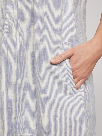 Faherty Isha Linen Swing Dress In Blue Mini Stripe