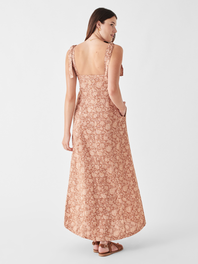 Shop Faherty Kendall Linen Dress In Bronze Riviera Floral