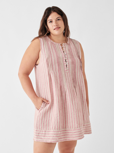 Shop Faherty Isha Linen Dress In Pink Cinque Terre Stripe