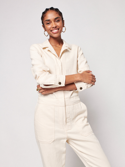 Shop Faherty Overland Twill Jumpsuit In Natural