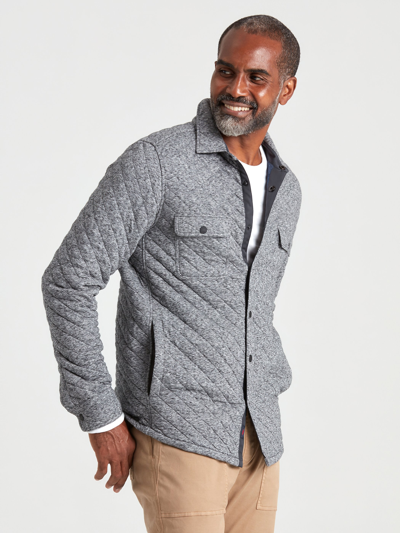 Shop Faherty Epic Quilted Fleece Shirt Jacket Cpo In Carbon Melange