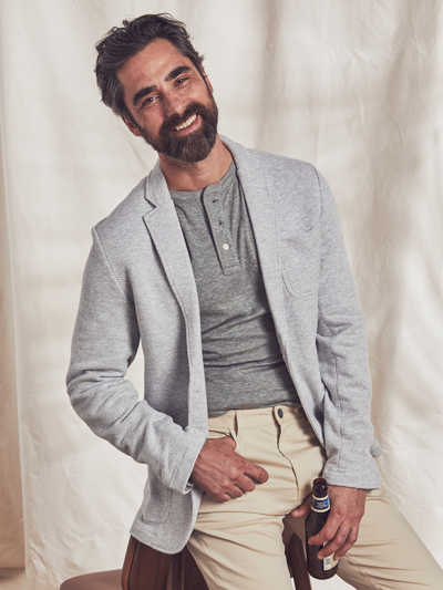 Shop Faherty Inlet Knit Blazer In Heather Grey