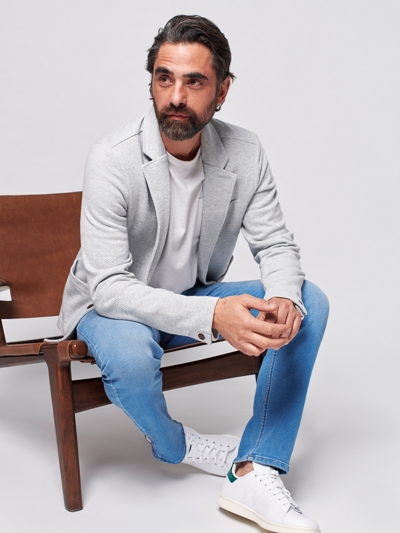 Faherty Inlet Knit Blazer In Heather Grey