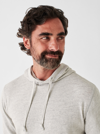 Faherty Sunwashed Slub Hoodie Ivory Rock Stripe In Neutral