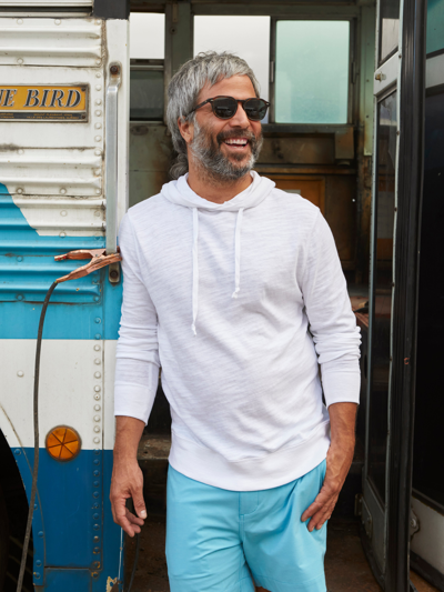 Faherty Slub Cotton Hoodie In White