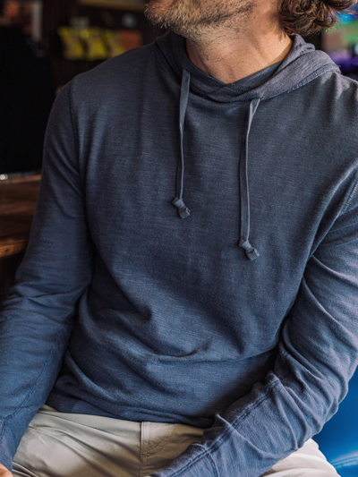 Faherty Slub Cotton Hoodie In Blue Nights