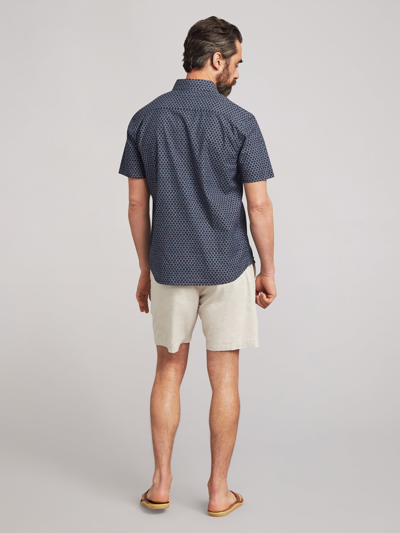 Shop Faherty Short-sleeve Stretch Playa Shirt In Midnight Fishscale