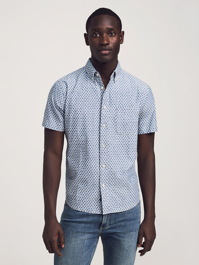 Shop Faherty Short-sleeve Stretch Playa Shirt In Fish Scale Redux