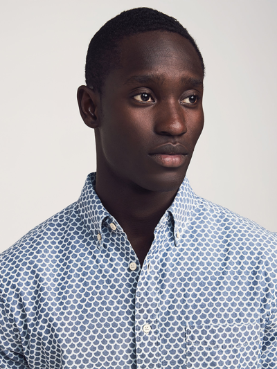 Faherty Short-sleeve Stretch Playa Shirt In Fish Scale Redux