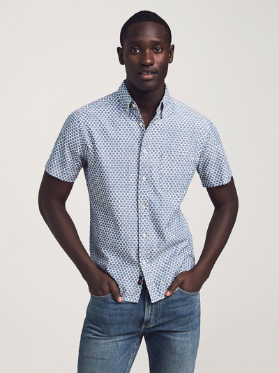 Shop Faherty Short-sleeve Stretch Playa Shirt In Fish Scale Redux